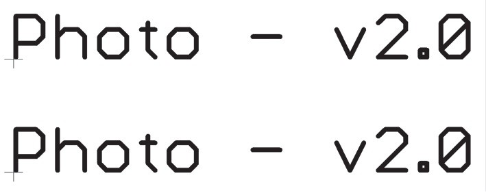 Obr. 3 Texty z obr. 1 při zapnuté volbě „Always vector font“